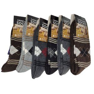 Men's Lamb Wool Crew Socks, Thermal Warm Winter Heavy Duty Boot, 12 Pairs